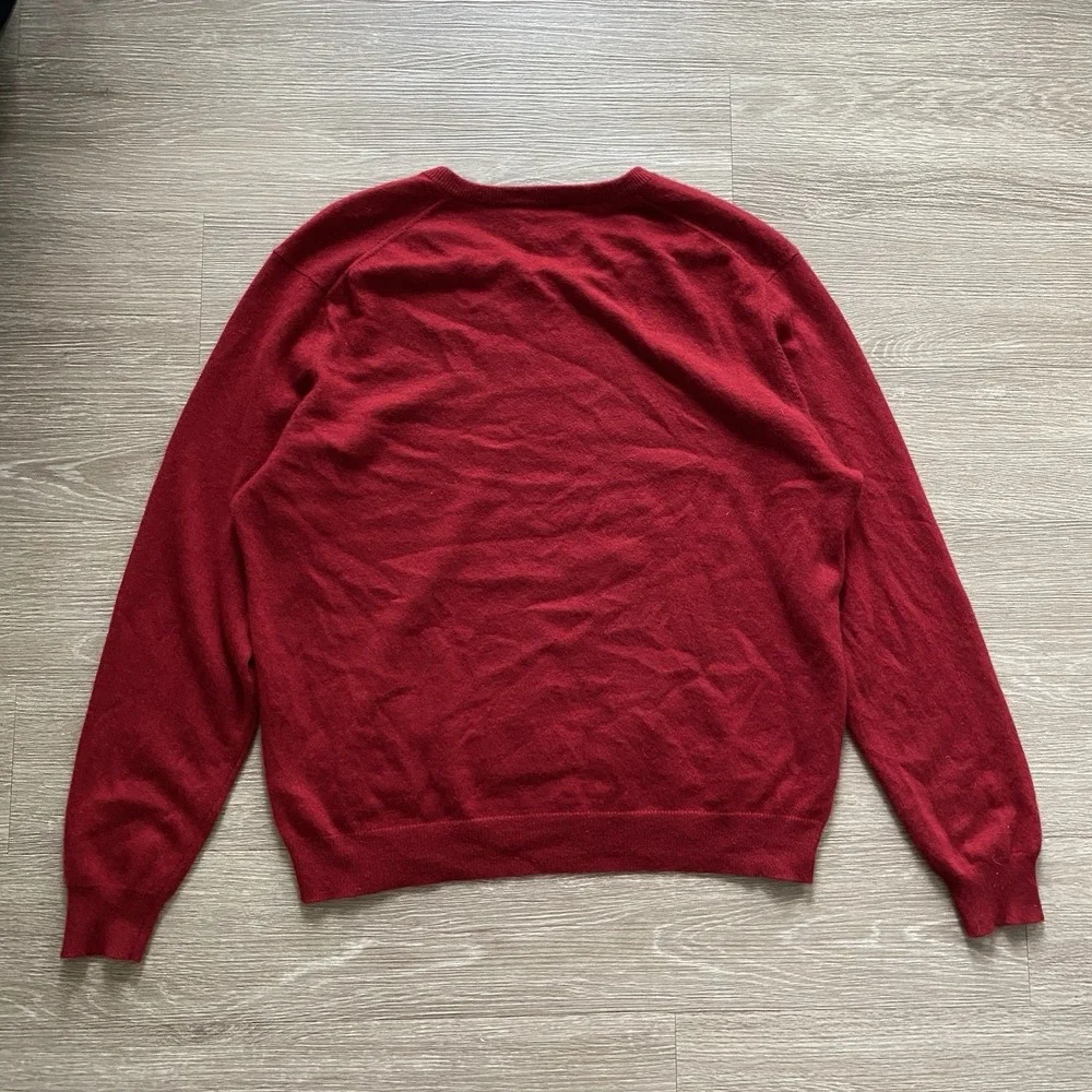 Club Room 2 Ply Estate Cashmere Sweater Men's Size XL Red V-Neck Pullover Luxury